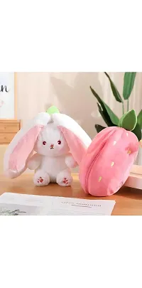 Adorable Strawberry Cute Bunny Soft Toy - 20 cm  (Pink)-thumb1