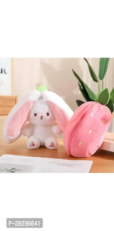 Adorable Strawberry Cute Bunny Soft Toy - 20 cm  (Pink)-thumb2