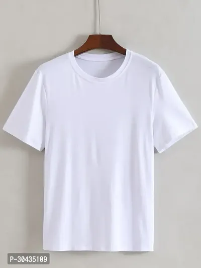 Trendy Polyester Solid White T-Shirt