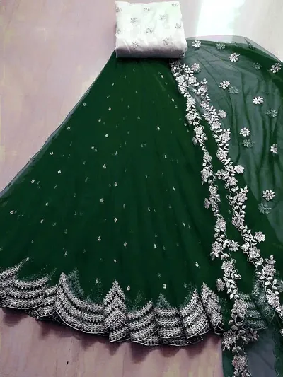 WOMEN FANCY SEMI STITCH NET LEHENGA CHOLI