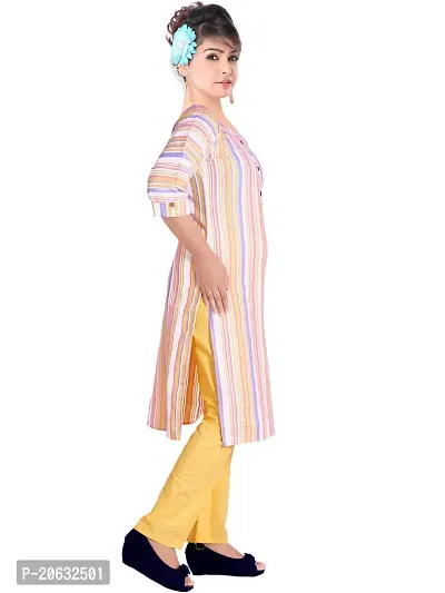 Stylish Straight Striped Khadi Cotton Kurta For Women-thumb4