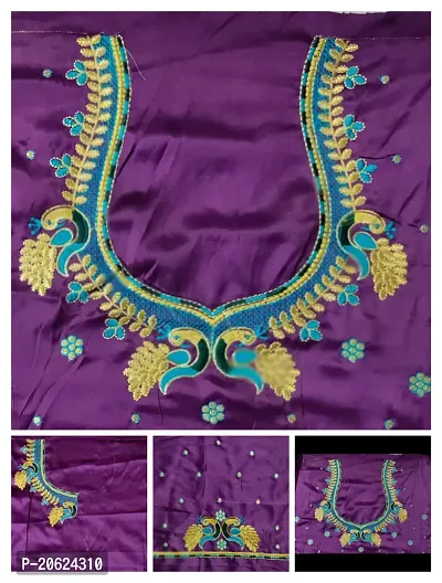 Reliable Purple Silk Embroidered Unstitched Blouses For Women