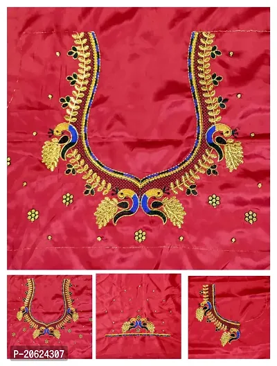 Reliable Red Silk Embroidered Unstitched Blouses For Women