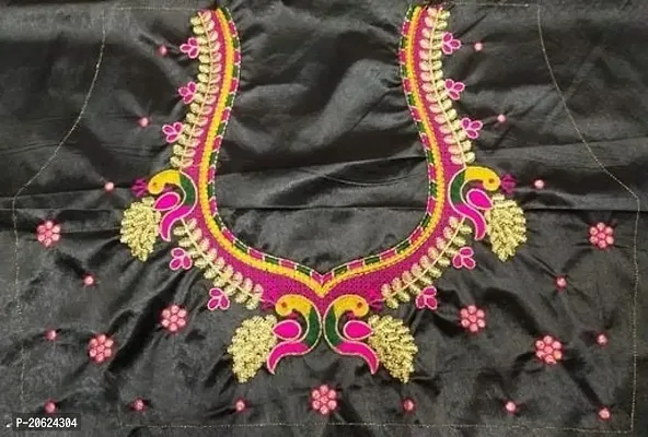 Reliable Black Silk Embroidered Unstitched Blouses For Women
