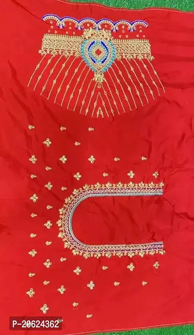 Reliable Red Art Silk Embroidered Unstitched Blouses For Women