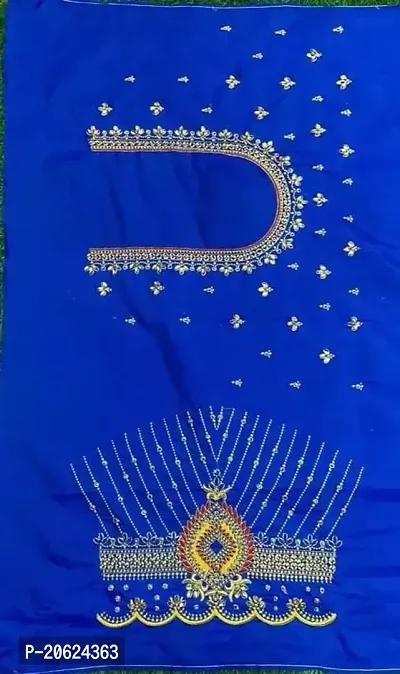 Reliable Navy Blue Art Silk Embroidered Unstitched Blouses For Women