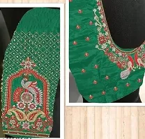 Reliable Green Art Silk Embroidered Unstitched Blouses For Women-thumb2