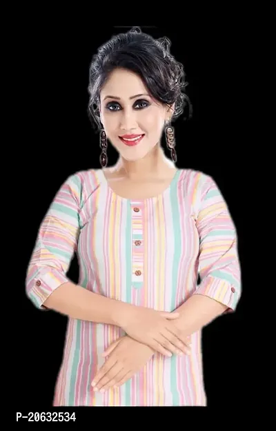 Stylish Straight Striped Khadi Cotton Kurta For Women
