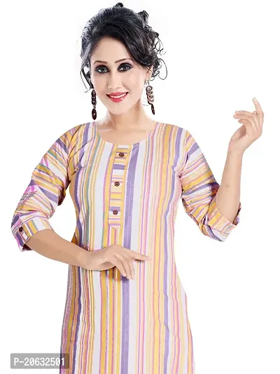 Stylish Straight Striped Khadi Cotton Kurta For Women-thumb3