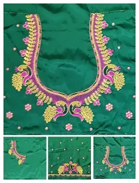 Reliable Green Silk Embroidered Unstitched Blouses For Women-thumb1