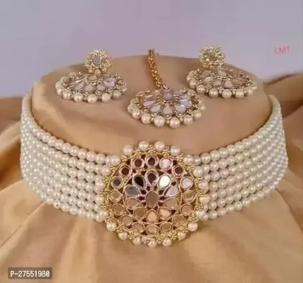 Designer White Alloy Jewellery Set For Women
