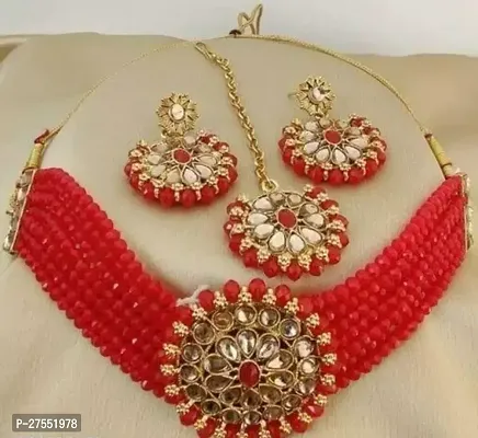 Designer Red Alloy Jewellery Set For Women-thumb0