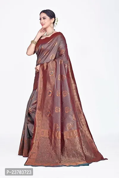 Soft silk banarsi silk saree with pure jari butta and border-thumb2