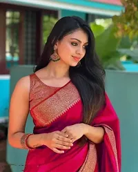 Art Silk Banarsi silk saree with pure jari on pallu and border saree with blouse pcs Attached-thumb3