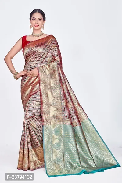 Heavy jari butta lining saree with contrast pallu and border-thumb0