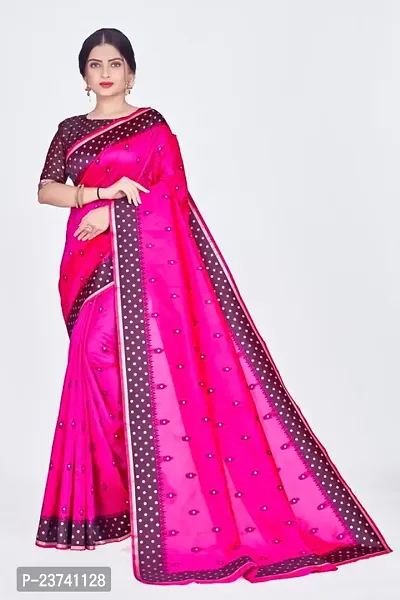 Fancy saree with matching border and blouse