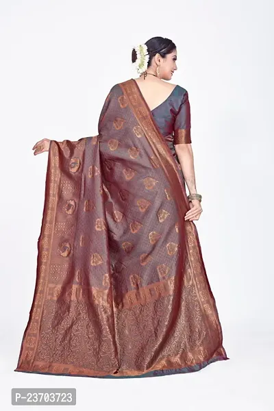 Soft silk banarsi silk saree with pure jari butta and border-thumb4