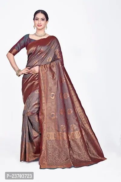 Soft silk banarsi silk saree with pure jari butta and border-thumb0