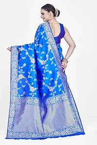 Stylish Blue Art Silk Zari Woven Saree with Blouse piece For Women-thumb1