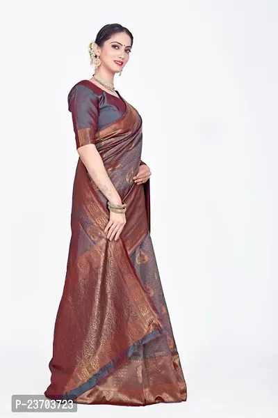 Soft silk banarsi silk saree with pure jari butta and border-thumb3