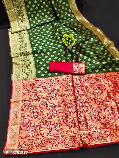 Classic Silk Blend Woven Saree with Blouse piece-thumb0