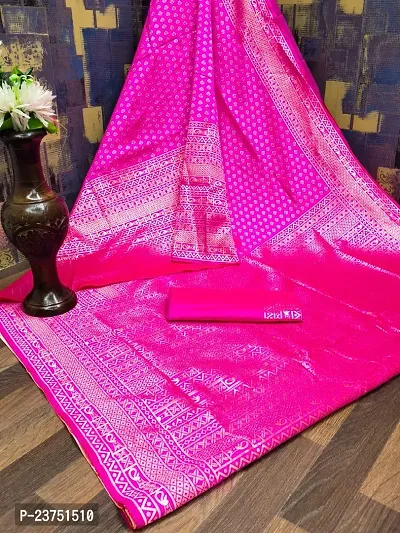 Classic Silk Blend Woven Saree with Blouse piece-thumb0