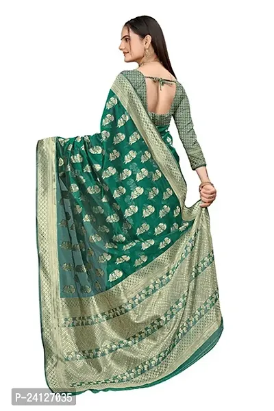 Rama coloured Zari woven orgenza saree-thumb3