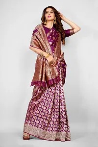 Stylish Purple Art Silk Zari Woven Saree with Blouse piece For Women-thumb3