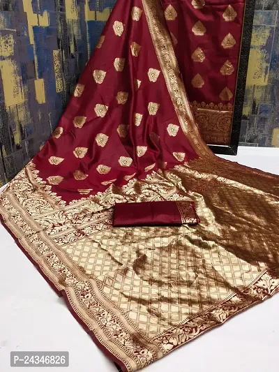 Classic Silk Blend Saree With Blouse Piece For Women