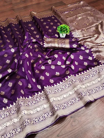 Banarasi Zari Woven Silk Saree Work With Blouse Piece