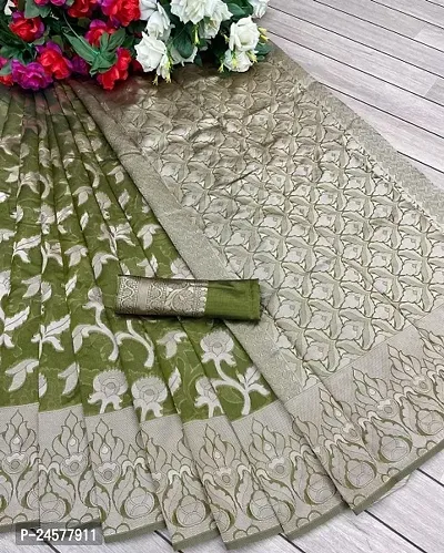 Floral designer Silk Blend Saree with Blouse piece-thumb0