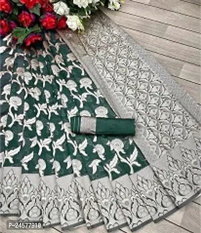 Floral designer Silk Blend Saree with Blouse piece
