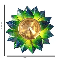 Heaven Decor Iron and Brass Kamal Ptta green color Akhand diya size 6 inch-thumb2