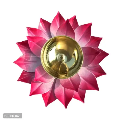 Heaven Decor Iron and Brass Kamal Ptta Pink color Akhand diya size 6 inch