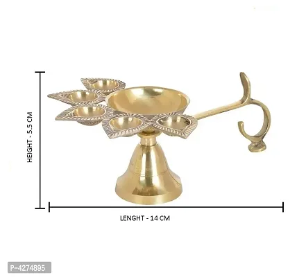 Decorative Golden Brass Panchaarti Diya Stand-thumb4