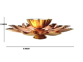 Brass And Copper Kamal Ptta Golden  Akhand Diya With Fancy Gift Box - 6 Inches-thumb2