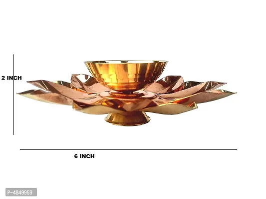 Brass And Copper Kamal Ptta Golden  Akhand Diya With Fancy Gift Box - 6 Inches-thumb3
