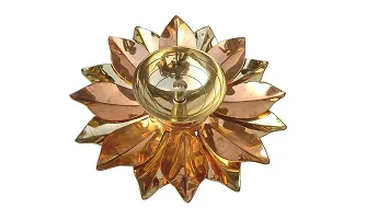 Copper And Brass Kamal Ptta  Akhand Diya With Fancy Gift Box - 5 Inches-thumb1