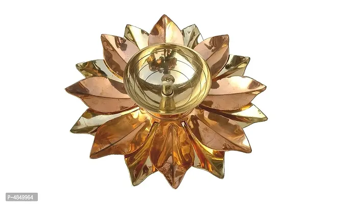 Copper And Brass Kamal Ptta  Akhand Diya With Fancy Gift Box - 5 Inches-thumb2