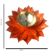 Iron And Brass Kamal Ptta Orange Akhand Diya With Fancy Gift Box - 6 Inches-thumb3