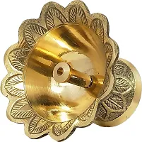 Small Brass Diwali Kuber Devdas Engraved Deepak Diya Oil Lamp For Puja Pack 2-thumb2