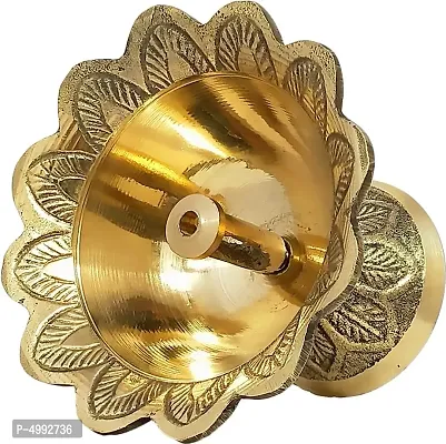 Small Brass Diwali Kuber Devdas Engraved Deepak Diya Oil Lamp For Puja Pack 4-thumb3