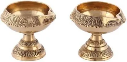 Small Brass Diwali Kuber Deepak Diya Oil Lamp For Puja Pack 2-thumb1