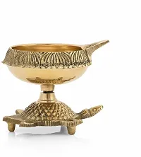 Small Brass Diwali Kuber Tortoise Deepak Diya Oil Lamp For Puja Pack 2-thumb1