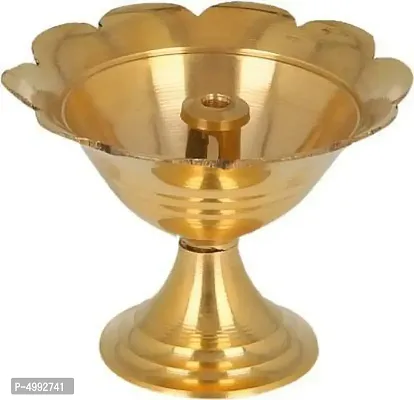 Small Brass Diwali Kuber Devdas Plain Deepak Diya Oil Lamp For Puja Pack 2-thumb2