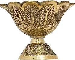 Small Brass Diwali Kuber Devdas Engraved Deepak Diya Oil Lamp For Puja Pack 2-thumb1