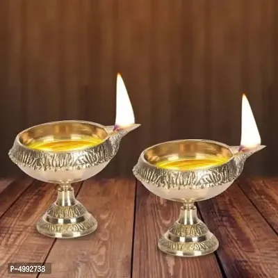 Small Brass Diwali Kuber Deepak Diya Oil Lamp For Puja Pack 2