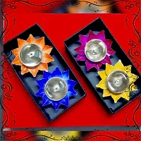 Iron And Brass Kamal Ptta Mix Color Akhand Diya With Fancy Gift Boxnbsp;4 Inch Pack Of 2-thumb3