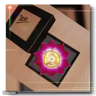 Iron And Brass Kamal Ptta Pink Color Akhand Diya With Fancy Gift Boxnbsp;4 Inch Pack Of 1-thumb0