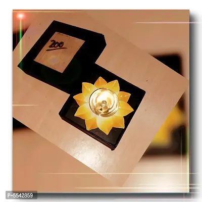 Iron And Brass Kamal Ptta Yellow Color Akhand Diya With Fancy Gift Box&nbsp;4 Inch Pack Of 1